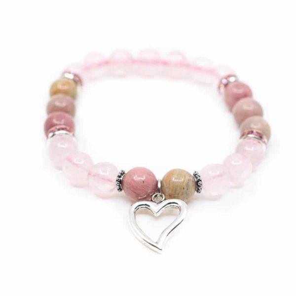 Bracelet Coeur Amour/Joie de vivre" Quartz rose