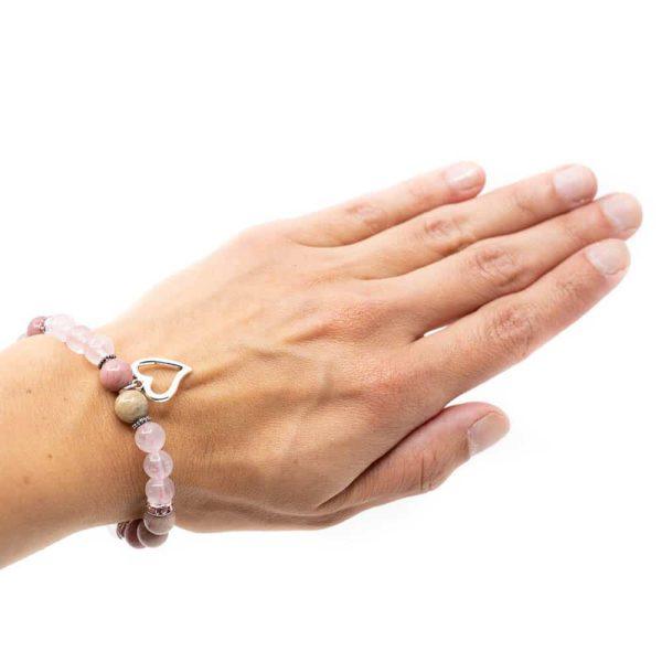 Bracelet Coeur Amour/Joie de vivre" Quartz rose