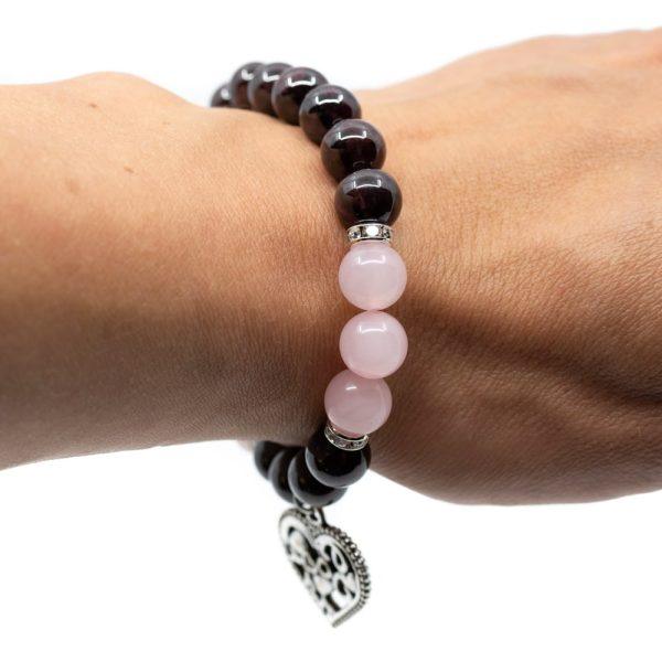 Bracelet Confiance en soi/Energie Quartz rose et Grenat