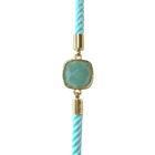 Verstellbares Armband Messingseil Amazonit Facettiert Quadrat 11mm