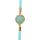 Verstellbares Armband Messingseil Amazonit rund facettiert 12mm